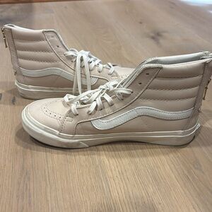 VANS baby pink zip back hi-top sneakers
